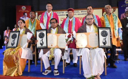 ಗುಲಬರ್ಗಾ ವಿ.ವಿ. 42 ನೇ ಘಟಿಕೋತ್ಸವ : ಮೂರು ಸಾಧಕರಿಗೆ  ರಾಜ್ಯಪಾಲರಿಂದ ಗೌಡಾ ಪ್ರದಾನ