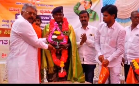 ದೇಶ ಸೇವೆ ಮುಗಿಸಿ ತಾಯ್ನಾಡಿಗೆ ಮರಳಿದ ಯೋಧನಿಗೆ ಅದ್ದೂರಿ ಸ್ವಾಗತ