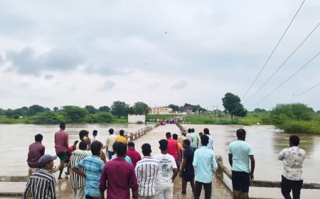 ಕವಲಗಾ ಬಿ ಗ್ರಾಮದ ಹಳ್ಳದ ಸೇತುವೆಯ ಮೇಲೆ ನೀರು ಜನರ ಪರದಾಟ