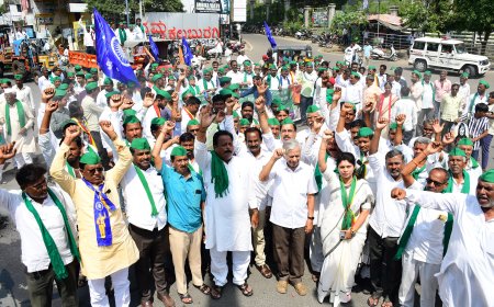 ಬಂದ ಕರೆ ಯಶಸ್ವಿ: ನಗರದಲ್ಲಿ ಶಾಂತಿಪೂರ್ಣ ಪ್ರತಿಭಟನೆ ನಡೆಸಿದರ ರೈತರು