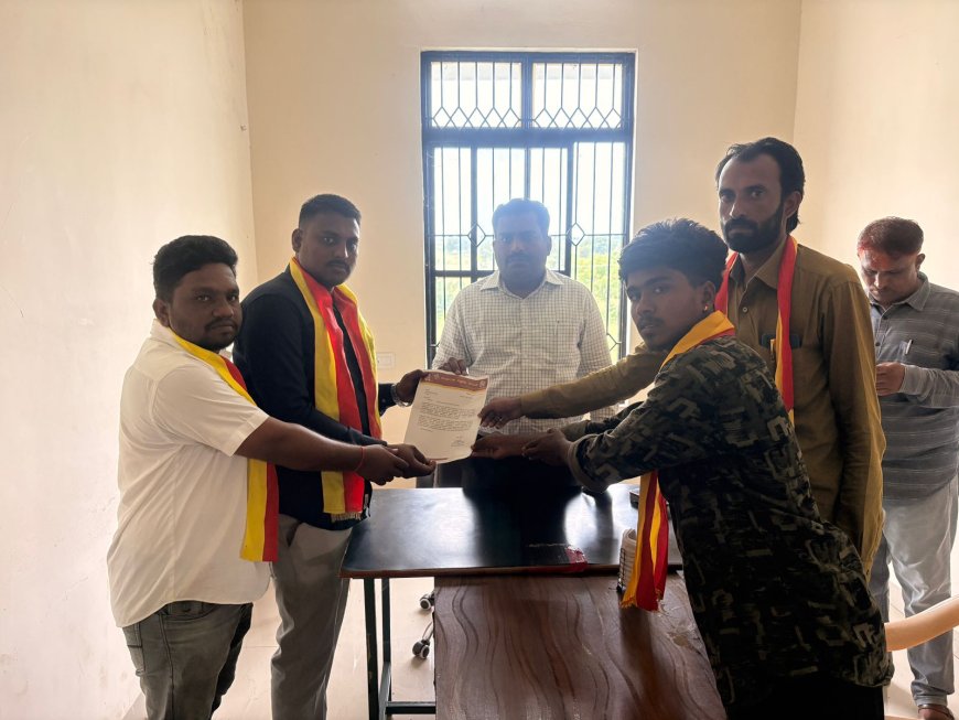 ಕನ್ನಡ ನಾಮಫಲಕ ಅಳವಡಿಸಲು ಕರ್ನಾಟಕ ರಕ್ಷಣಾ ವೇದಿಕೆ ಮನವಿ