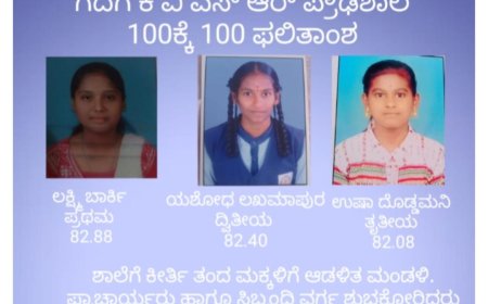 ಕೆವಿಎಸ್‌ಆರ್ ಪ್ರೌಢಶಾಲೆಗೆ ಶತ ಪ್ರತಿಶತ ಎಸ್‌ಎಸ್‌ಎಲ್‌ಸಿ ಫಲಿತಾಂಶದ ಕೀರ್ತಿ