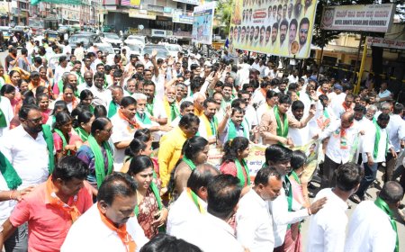 ಬರ ಘೋಷಣೆ, ಪರಿಹಾರಕ್ಕೆ ಆಗ್ರಹಿಸಿ ಬಿಜೆಪಿ ಬೃಹತ್ ಪ್ರತಿಭಟನೆ ಕಾಂಗ್ರೆಸ್ ಸರ್ಕಾರದ ವಿರುದ್ಧ ಆಕ್ರೋಶ; ರೈತರ ಹಿತ ಕಾಪಾಡುವಂತೆ ಒತ್ತಾಯ